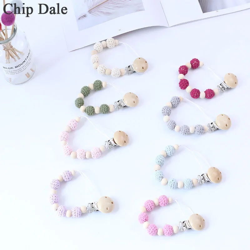 

Baby Pacifier Clip Chain Wooden Nipple Holder Chains Handmade Wooden Beads Dummy Clip Baby Soother Holder Safe Teething Chains