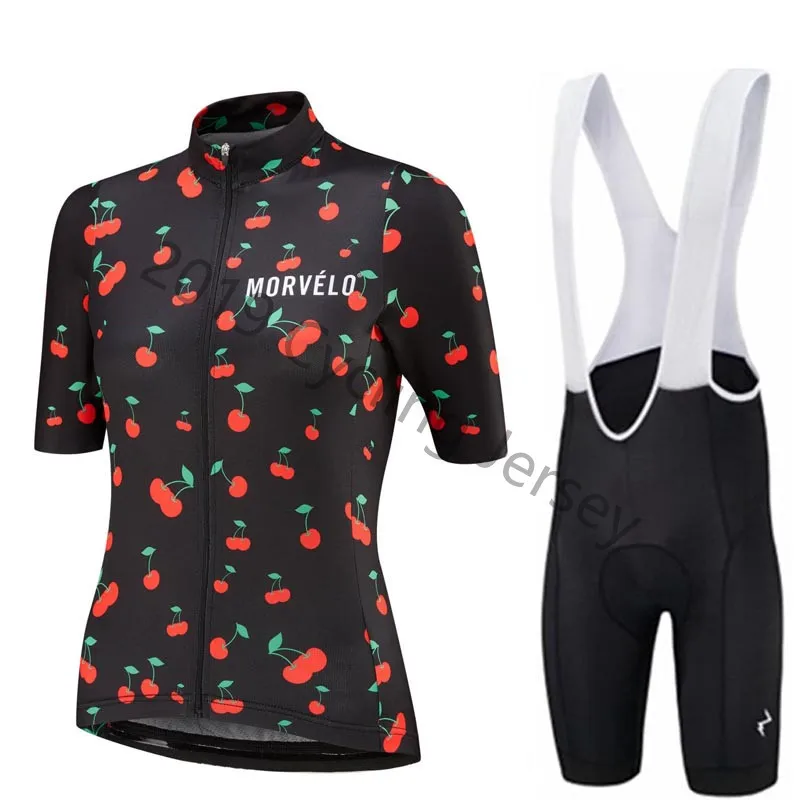 

Morvelo Women Cycling Jerseys Set 100% Polyester Breathable Bicycle Clothes Summer UV Cycling Jersey Set Bike Cycling Clothing