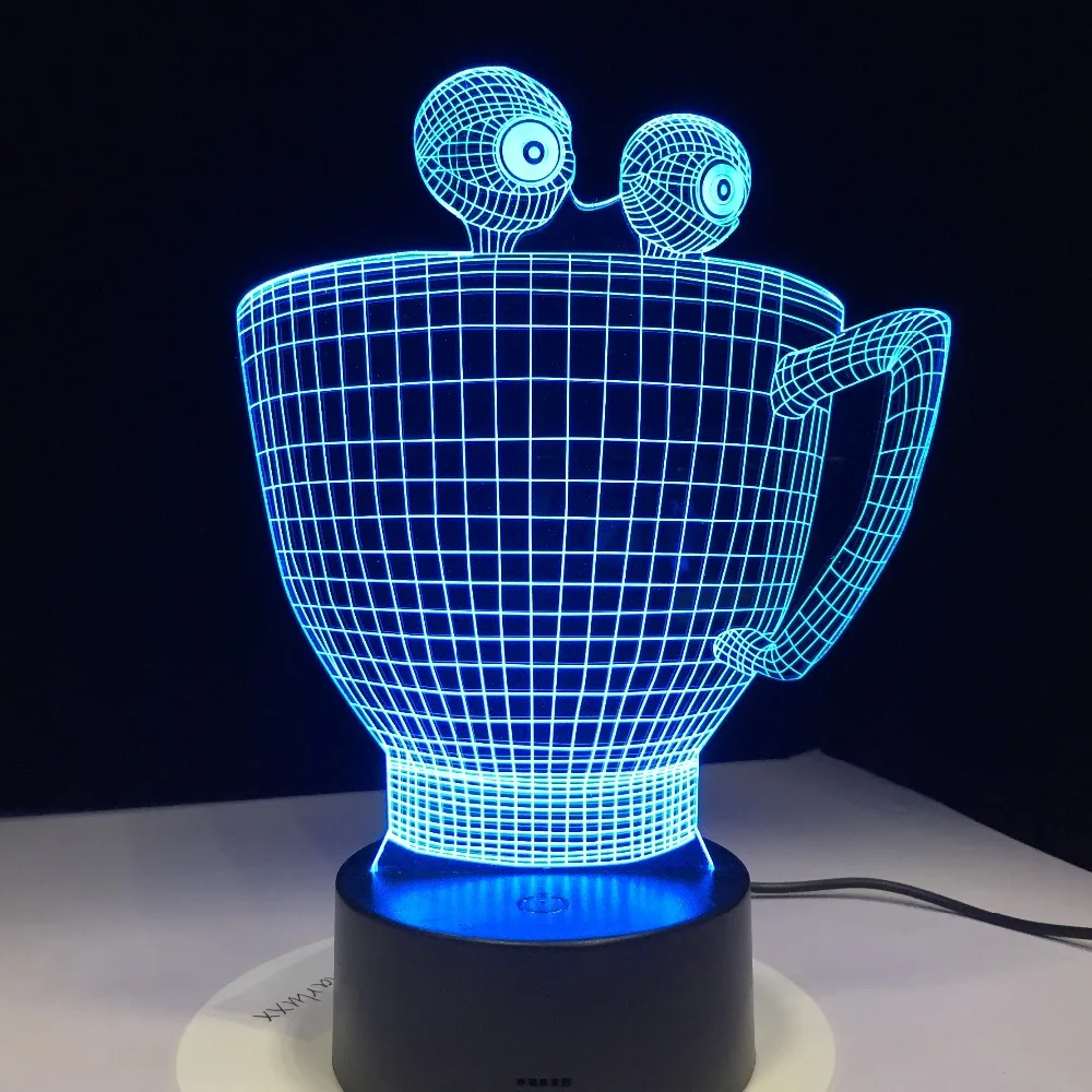 Cartoon Cup 3D Lamp Novelty Visual Decor Table Lamp with 7 Colors