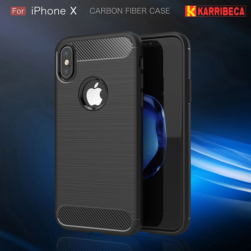 

Carbon fiber silicone case for Iphone x hoesje fundas brushed rugged armorsoft tpu cover for iphone x coque etui kryt puzdra tok