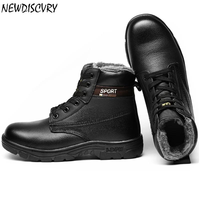 

NEWDISCVRY Super Warm Winter Men Boots Puncture Proof Mens Boots 2018 Thick Fur Anti-slip Boots For Men Safety Work Man Shoes