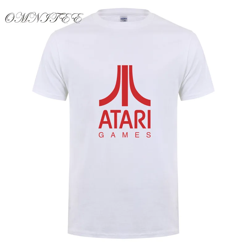 Летняя новая футболка ATARI модная мужская одежда с коротким рукавом и круглым