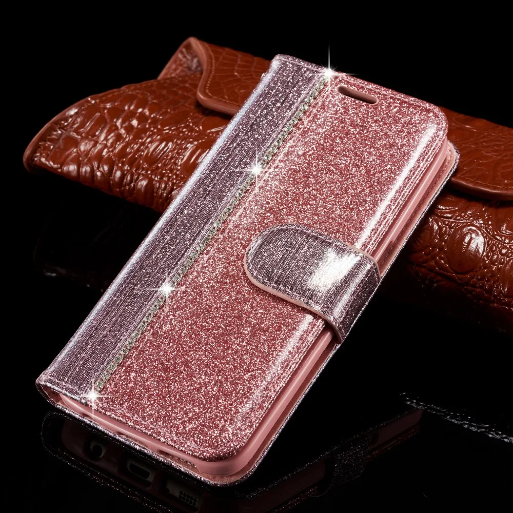 

For Samsung Galaxy Note9 Wallet Case Shiny Bling Flip PU Leather Card Holder Cash Pockets Stand Cover For Samsung S7 S8 S9 Plus