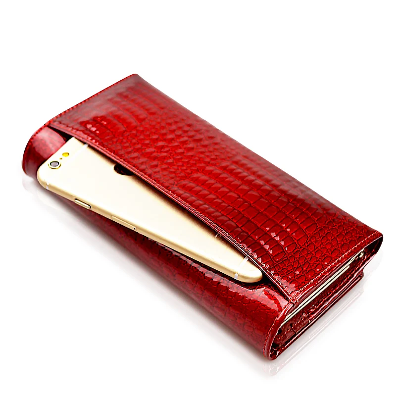 HH Brand Alligator Womens Wallets Genuine Leather Ladies Clutch Coin Purses Hasp Luxury Patent Crocodile Female Long Wallet