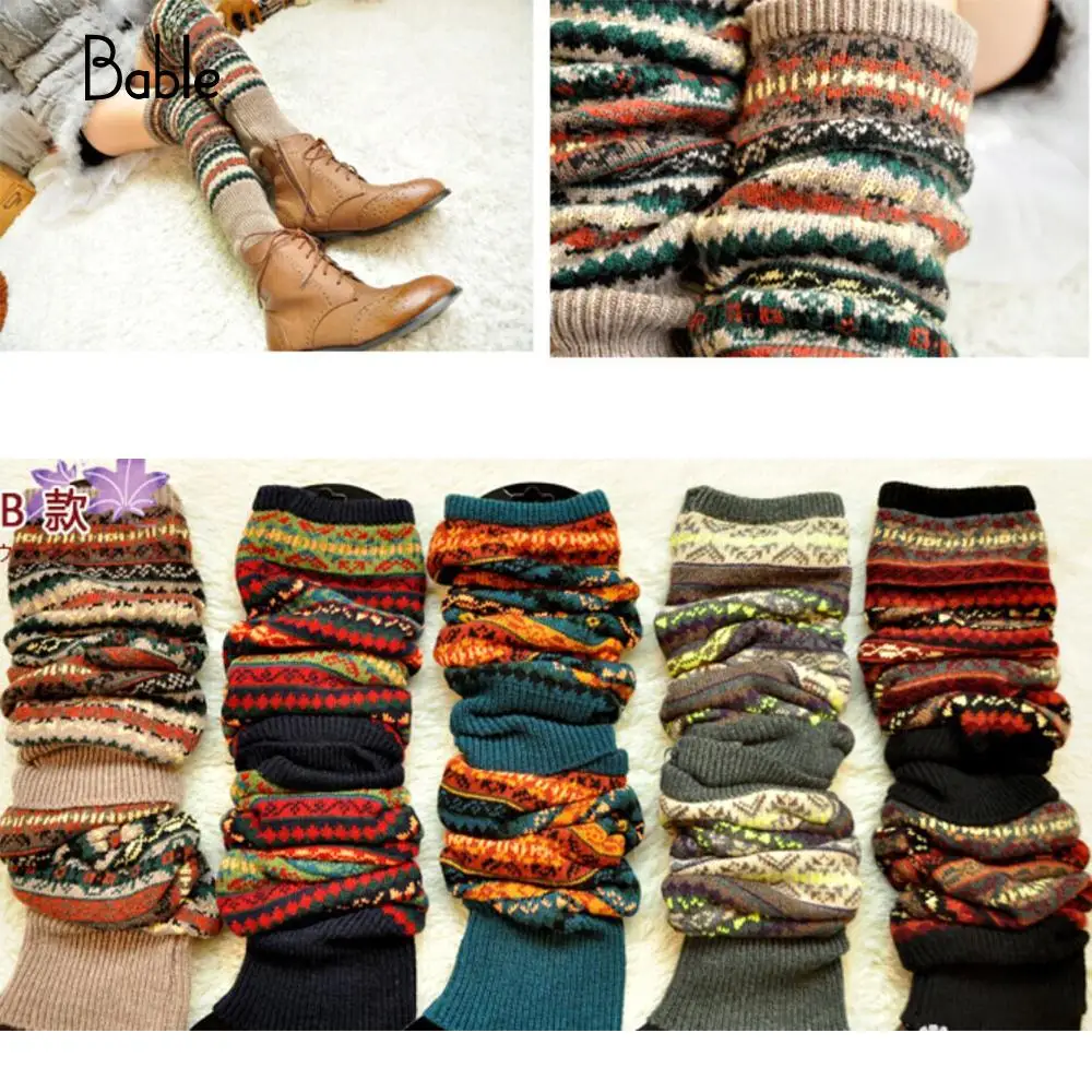 

Crochet Knee Footwear Hosiery Warm Fashion Knitted Knee Socks Cotton Multi-Coloured Over Knee Womens Leggings Gifts