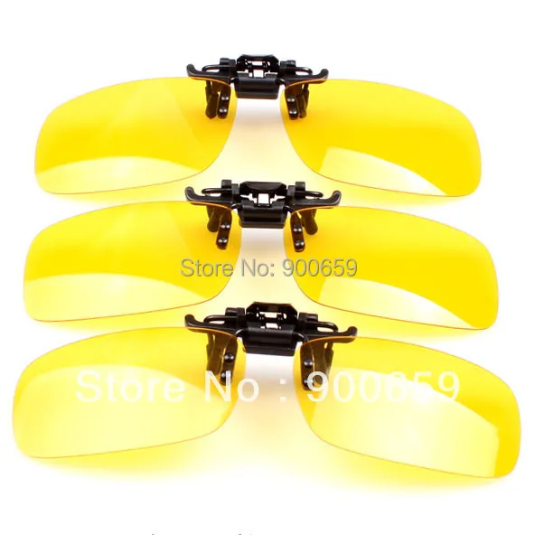 Yellow Lenses Polarized Flip Up Clip On Safety Night Driving Glasses