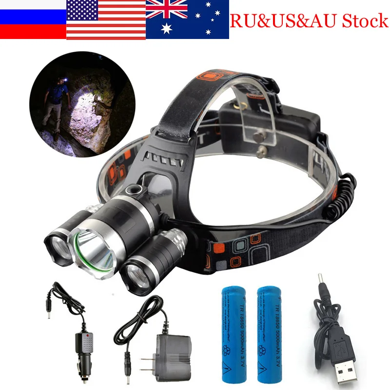 

ZK40 13000LM LED Flashlight Forehead Head Lamp Headlight Hunting Camping Fishing Mining Torch Light 18650 Rechargeable Battery