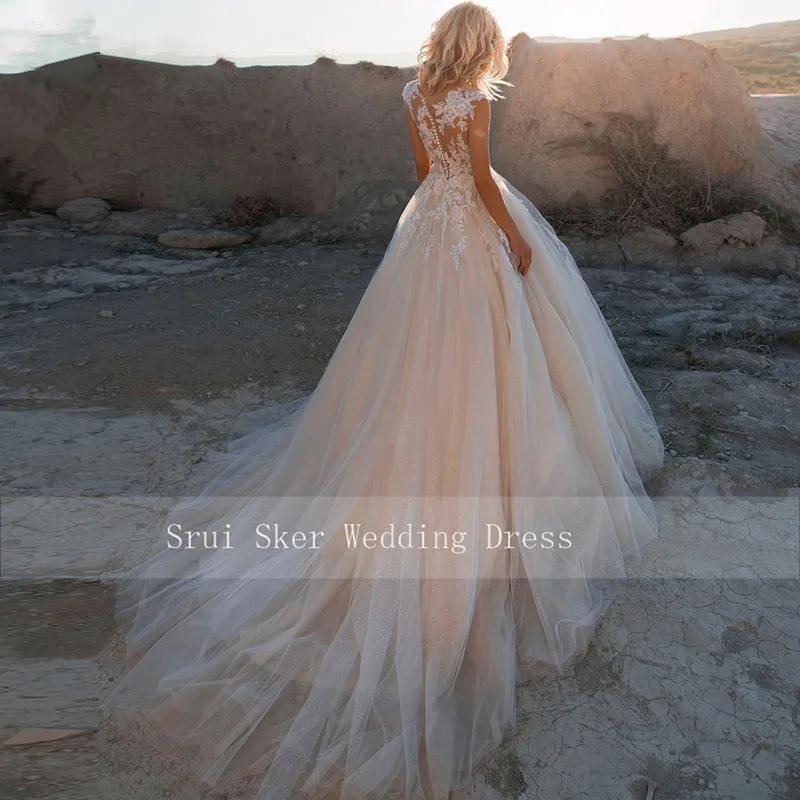 LORIE-2019-Scoop-Illusion-Lace-Applique-Wedding-Dresses-A-Line-Sleeveless-Tulle-Bridal-Gown-with-Back (1)