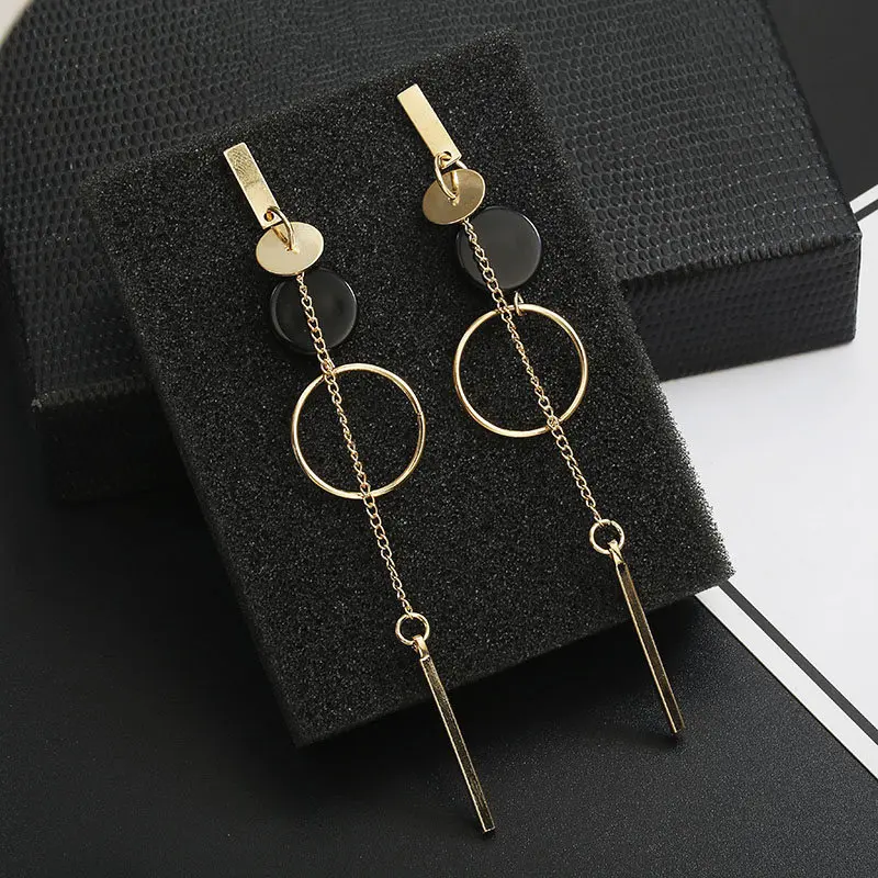 Women's Long Slope Geometric Earrings-0