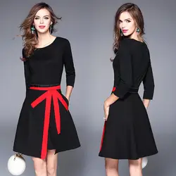 Весной и летом Женская Новая мода Тонкий маленькое черное платье дикий дна платье для продажи