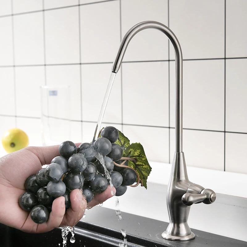 FLG Water Filter Faucet 304 Stainless Steel Brushed 1/4 Inch Connect Hose Reverse Osmosis Filters Parts Drinking Tap for Kitchen FLG Water Filter Faucet 304 Stainless Steel Brushed 1/4 Inch Connect Hose Reverse Osmosis Filters Parts Drinking Tap for Kitchen