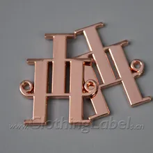 Розовая золотая металлическая этикетка, индивидуальный красивый логотип формы для сумок и одежды