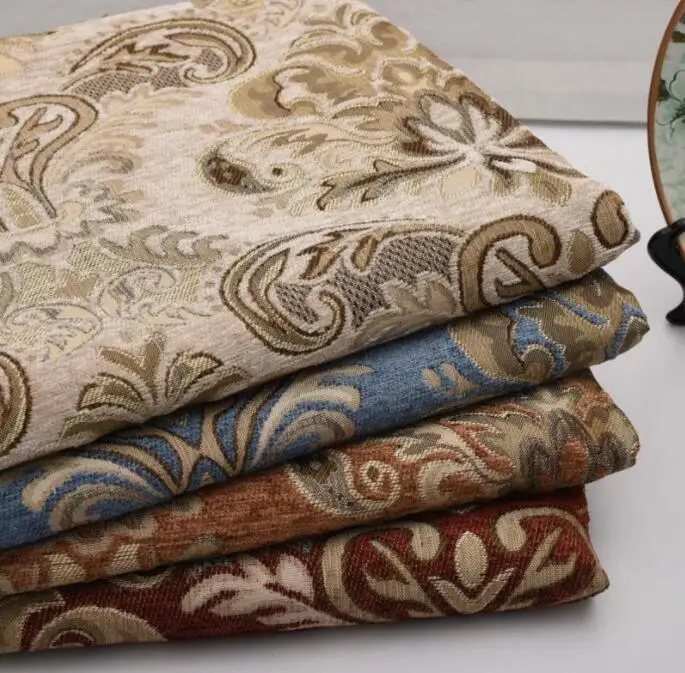 1 Meter Jacquard Chenille Upholstery Fabric Flowers For Sofa Carpet