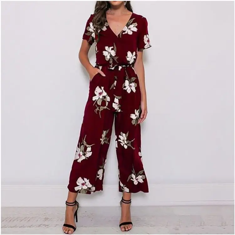 الأزهار بذلة زائد حجم Xxxxl Xxxxxl Kombinezony للنساء ارتداءها وزرة الصيف Combishort فام إته 2019 مونو موهير