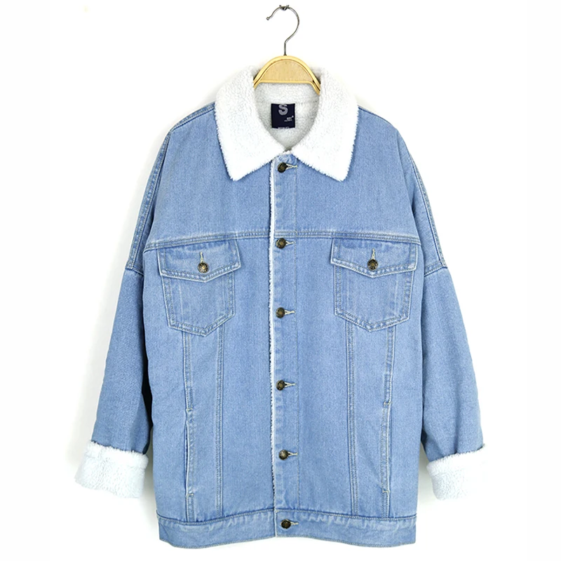 High Quality Lambswool Lining Denim Jackets Coats Fashion Outwear 2018