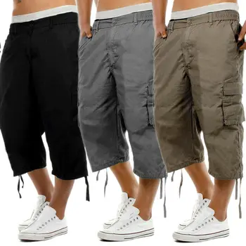 

NEW 4 Colors Men's 3/4 Casual Cargo Workwear Pants Trousers Short Pans Size M-3XL