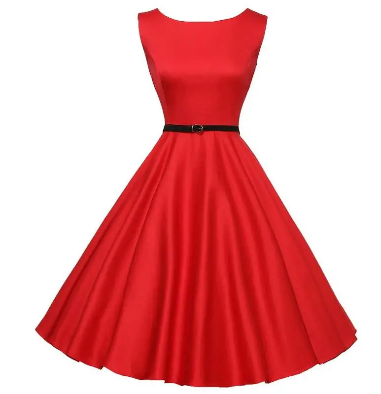 

JOYINPARTY black, red vintage dress female summer-autumn sexy o-neck sleeveless Elegant slim party christmas dress