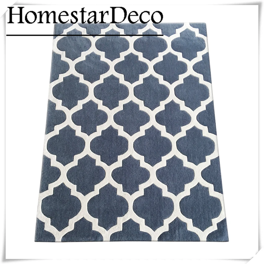 Bleu Gris Salon Tapis Grand Salon Tapis 3d Géométrique Bande