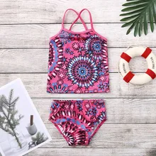 Летние купальные костюмы для девочек, бикини из полиэстера, Детские купальники, купальный костюм, бикини, пляжный купальник с рисунком, L0521