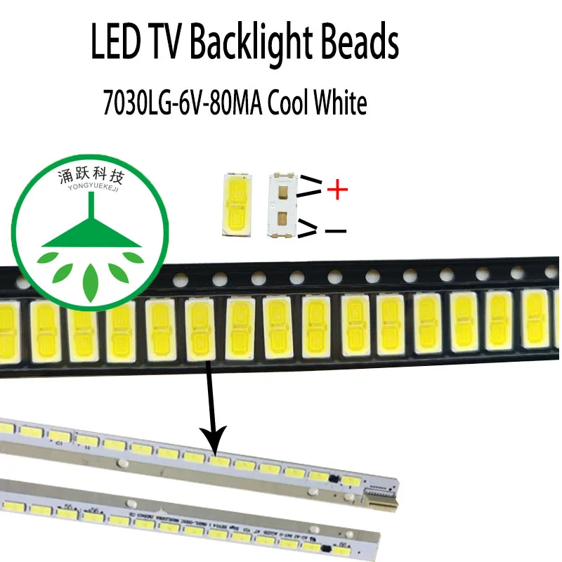 100Pcs/lot Maintenance of backlight beads of commonly used  led tv 7030 6v 80ma cold white light suitable for LG screen blinking twinking led lights display image and video pixel 15 stage used led curtain display video screen