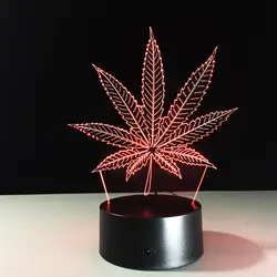 7 цветов изменить Красивые 3D светодиодный Иллюзия Светодиодная лампа с Кленовым листом форма ночник как друзья праздничные подарки офис
