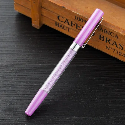 Новая Металлическая Алмазная Хрустальная шариковая ручка модный креативный подарок гелевые ручки офисные для деловых подписей канцелярские принадлежности логотип на заказ - Цвет: Фиолетовый