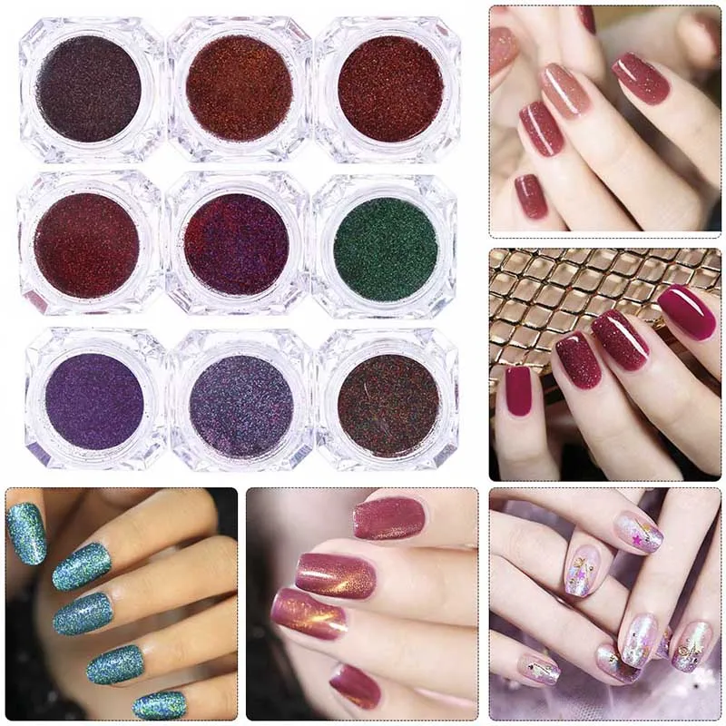 

1box Rose Gold Mirror Powder Nail Glitter Purple Blue Silver Chrome Nail Pigment Pearl Powder Decoration Manicure