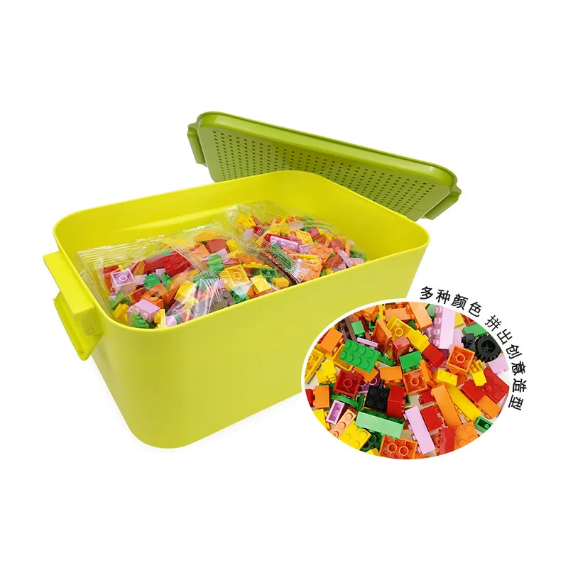 

Legoed box bricks New Building Block Storage Box 500PCS Spelling Insert Assembling Size Plastic Bucket Toy