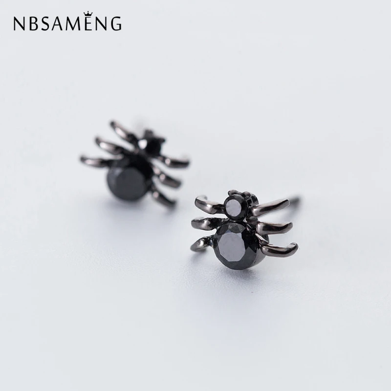 Nbsapeng 100% Стерлинговое Серебро 925 пробы крошечные 9*6 мм Черный Кристалл CZ Паук