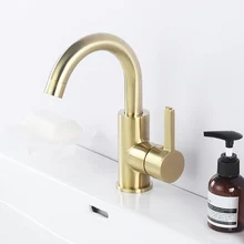 Матовый золотой латунный умывальник для ванной комнаты кран с одной ручкой холодной и горячей смесителя кран для ванной комнаты