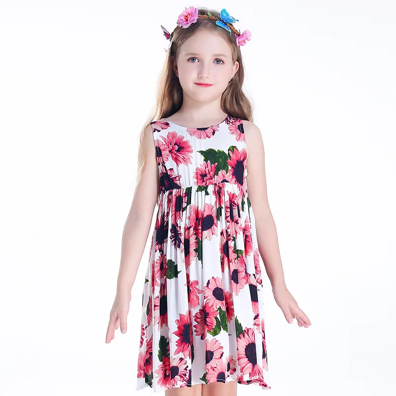 

Children's Dresses New Girls'Dresses Printed Rural Children's Beach Dresses Holiday Wind Factory Direct Sales Spot
