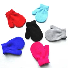 Новые зимние детские перчатки для маленьких мальчиков и девочек, милые мягкие вязанные варежки, теплые перчатки