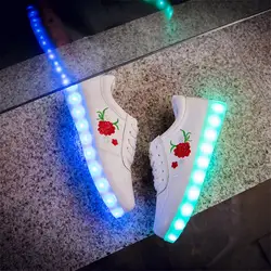 2019 новые детские для мальчиков и девочек USB светодиодная подсветка для зарядного устройства обувь китайский крест вышитые розы Пион