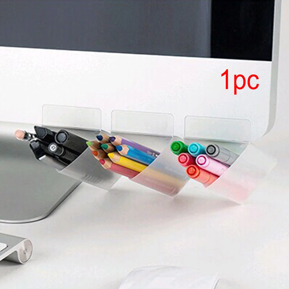 

New Stick on Desktop Storage Boxes Plastic Desk Organizer Office Pen Pencil Cosmetic Stationery Holder Storage Box