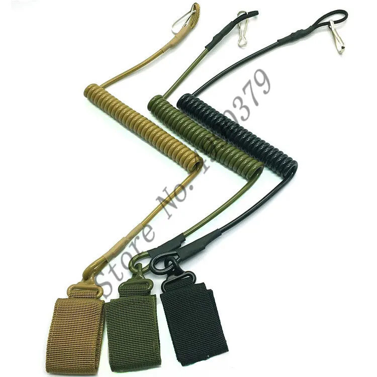 

Adjustable Combat Tactical Pistol Hand Gun Secur Hand Gun Secure Lanyard Spring Strap Black Tan Army Green
