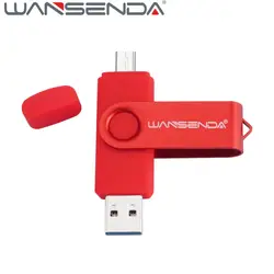 WANSENDA OTG USB 3,0 128 ГБ USB флеш-накопитель 16 ГБ 32 ГБ двухсторонний флеш-накопитель для Android мобильного телефона 8 Гб USB Stick 64 Гб флешки