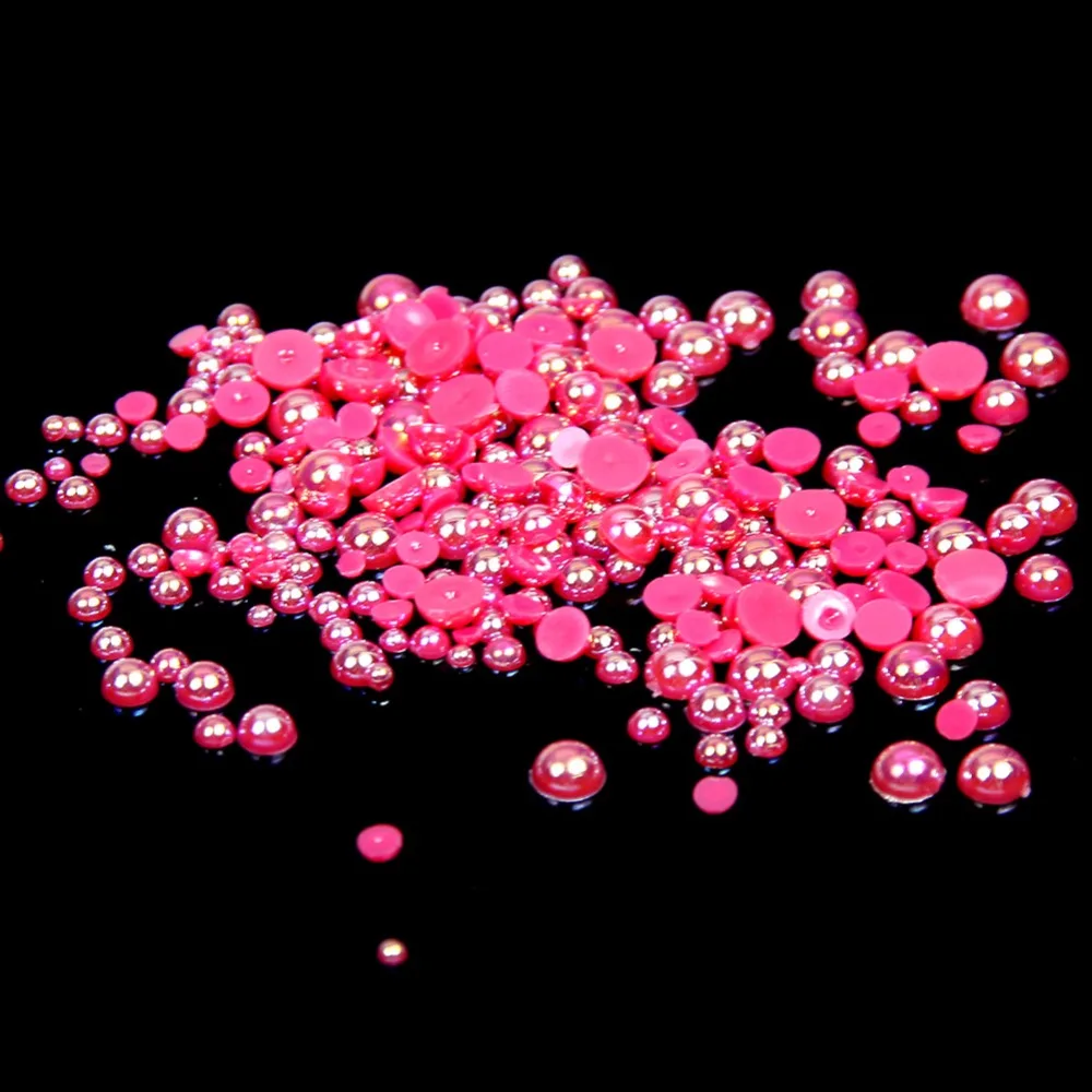 

2mm,4mm,5mm,6mm,8mm,10mm,12mm Jelly Rose AB Flat back ABS round Half Pearl beads, imitation plastic half pearl beads