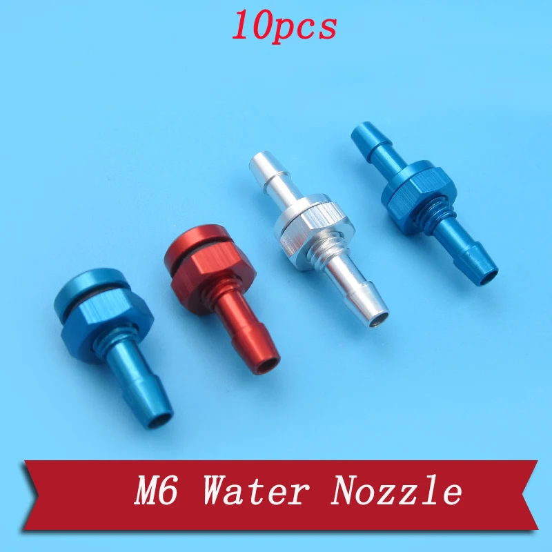 

10pcs M6 Water Nozzle Aluminum Drain Outlet Nozzle Water Cooling Nipple Faucet Threaded Connector for RC Jet Boat DIY Connecting