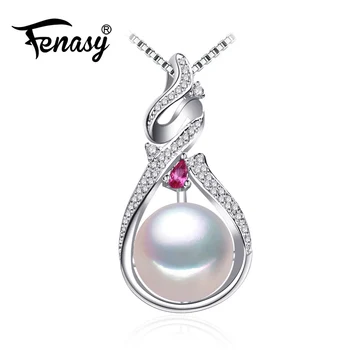 

FENASY Bohemian Ruby Necklace Pearl cute necklaces & pendants chain necklace romantic 925 sterling silver necklace for women