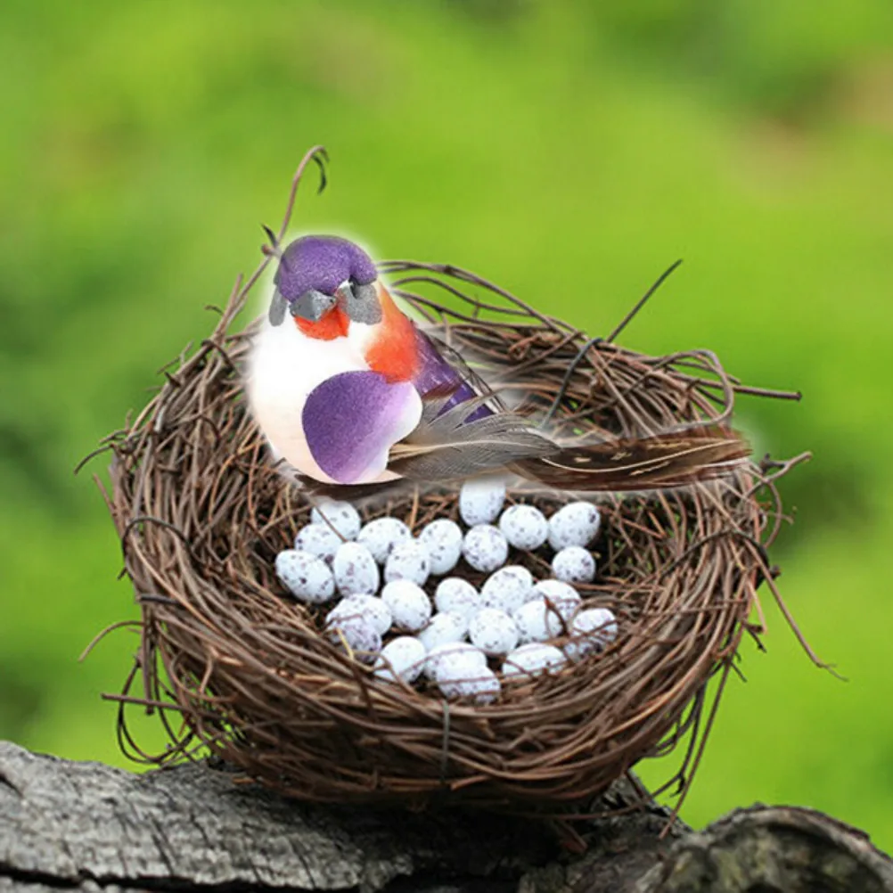 

DIY Simulation Animal Model Parrot Bird Nest Egg Figurine Bonsai Home Decor Miniature Fairy Garden Decoration Accessories Modern