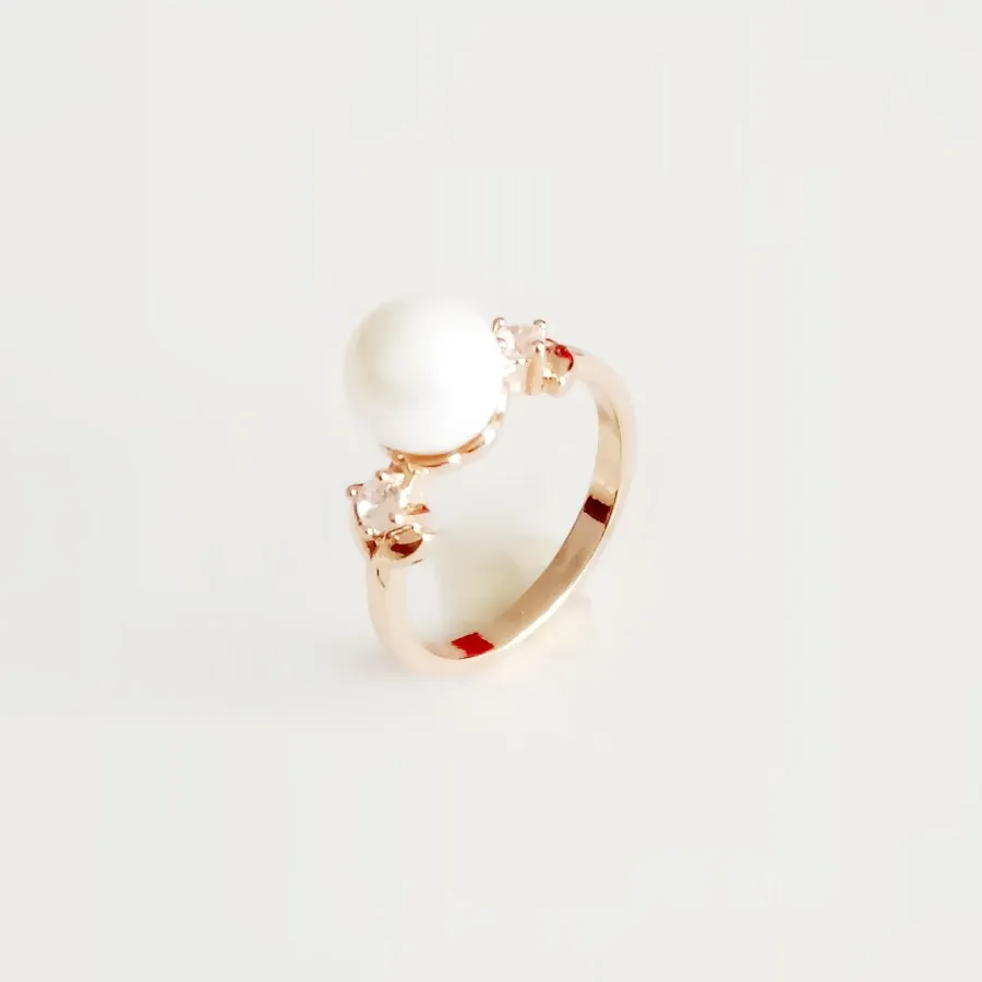 

Women Ring 585 Gold Color Ring Women Jewelry Round Pearl Rings Designs for Women