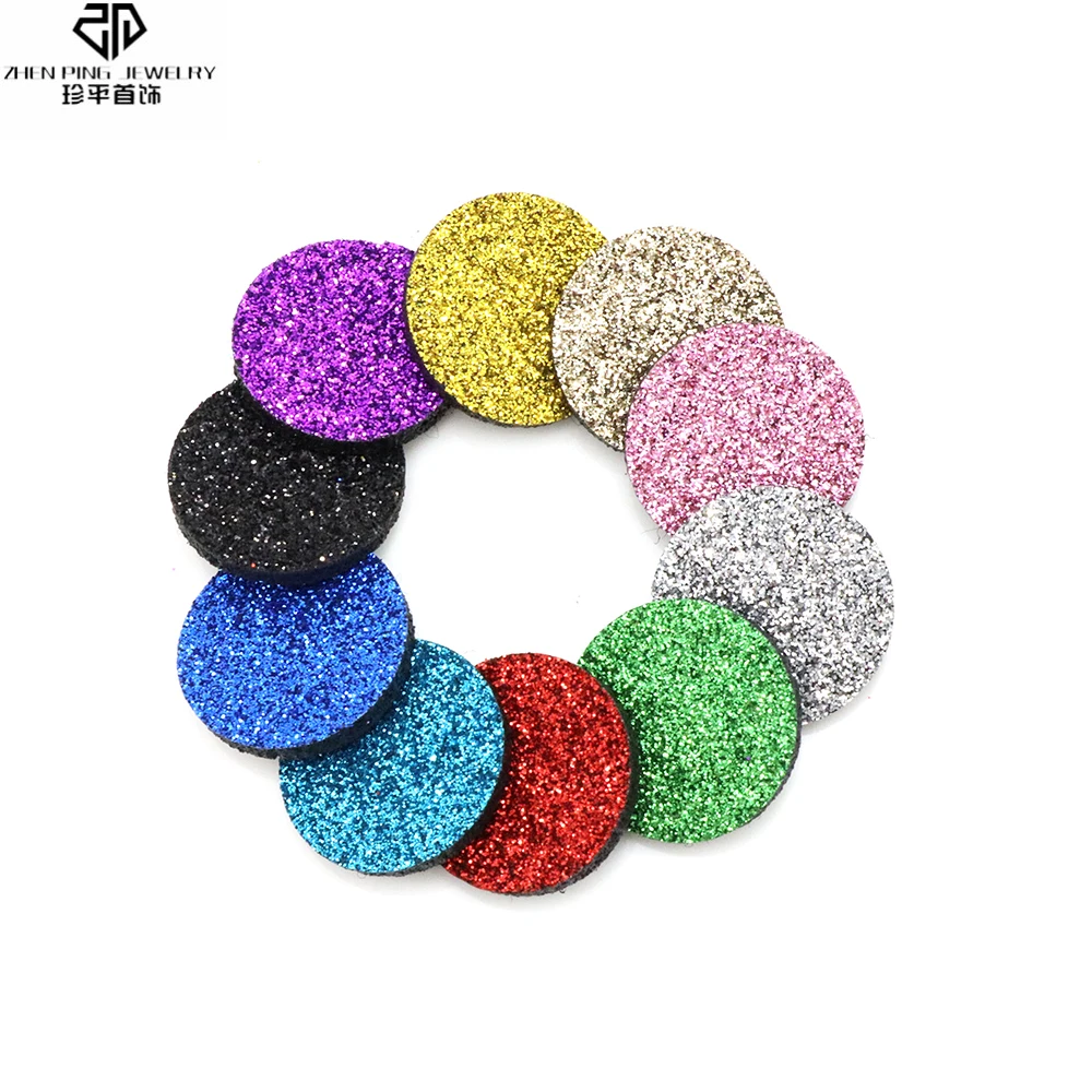 

50PCS/lot Round Shaped Felt Pads for Essential Oil Diffuser Locket Necklace Replacement Jewelry Colored Glitter Pads
