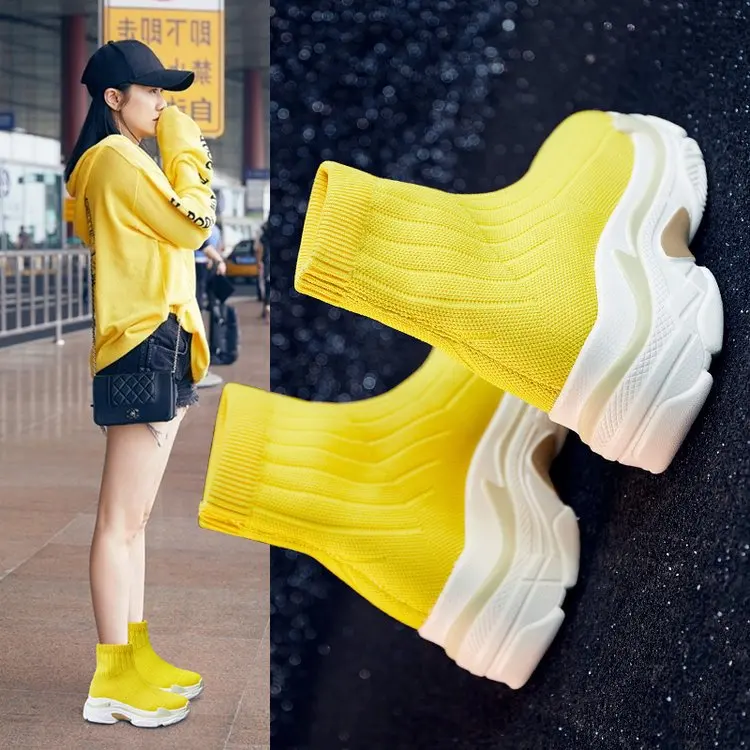 

Shoes women's 2018 summer and autumn models casual platform shoes high to help stretch socks shoes women.