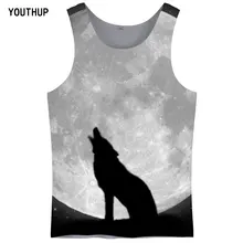 YOUTHUP, размера плюс, мужские майки для бодибилдинга, мужские/женские майки, 3D принт волка, повседневный жилет, спортивная одежда, летние футболки