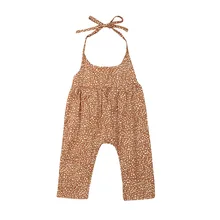 Одежда для новорожденных; для маленьких девочек желтый милые, в крапинку без рукавов на бретельках, с низким вырезом на спине, хлопковый ромпер с Комбинезон-боди, летняя одежда для мальчиков