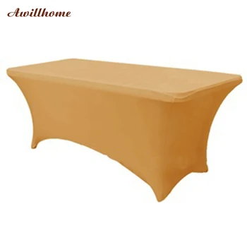 

Free Shipping 20 pcs 6 ft.gold table cloth tablecloth rectangle Stretch Table cover christmas table cloths