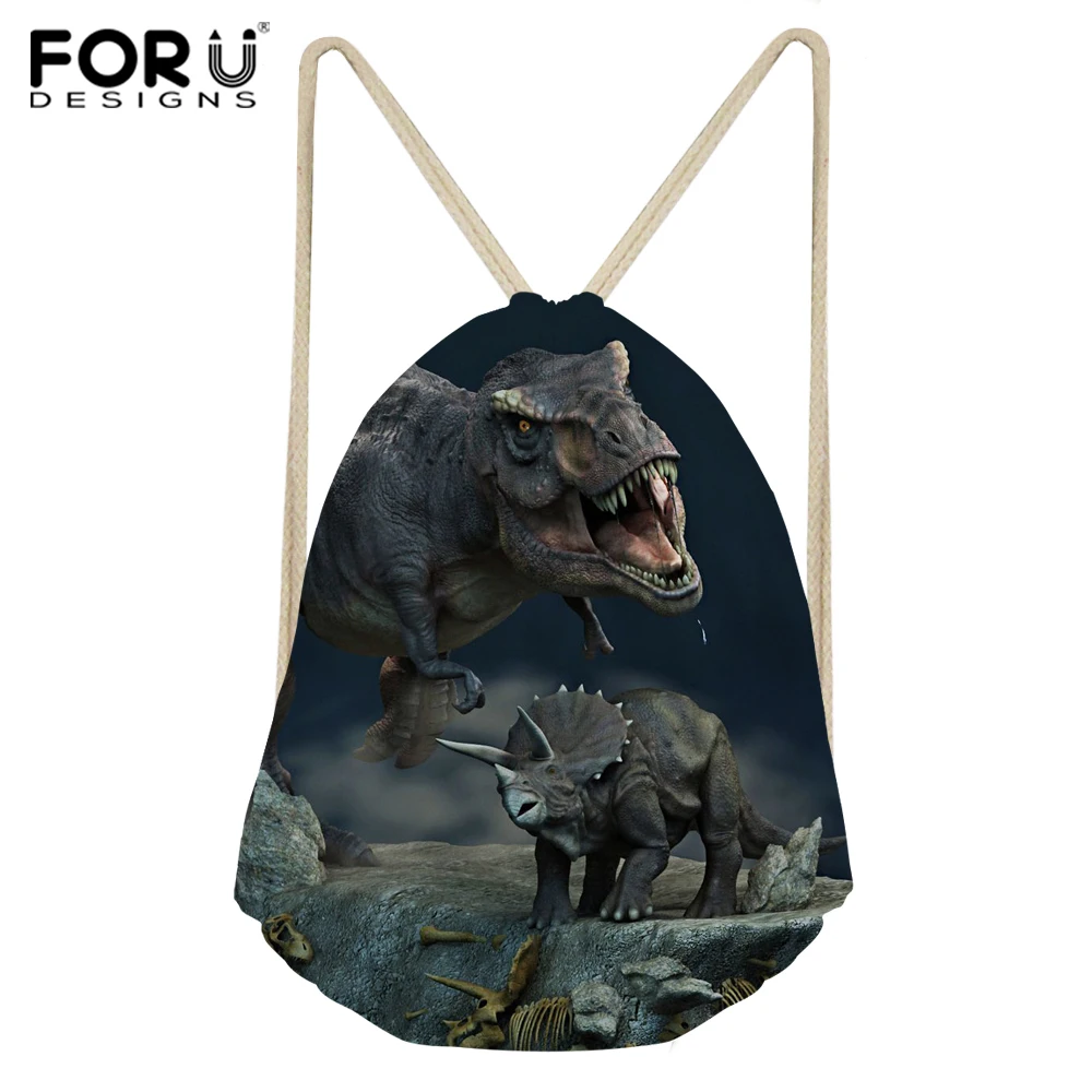 2018 модный легкий рюкзак на шнурке FORUDESIGNS с 3d принтом динозавра школьный дорожная
