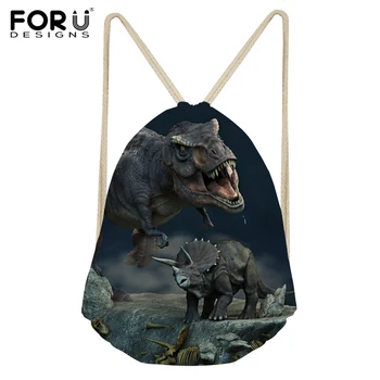 

FORUDESIGNS 2018 Fashion Lightweight Drawstring bag 3d Dinosaur Printed School Backpack Travel Bag for Men Children School Bag