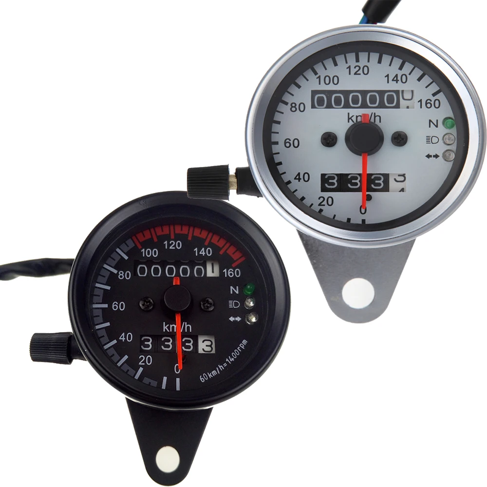 1Pcs Black / Silver Universal Motorcycle Dual Odometer Speedometer
