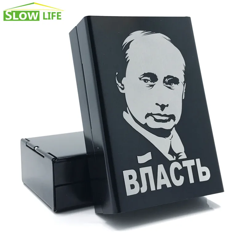 Putin Laser Engraving 20 Cigarette Case Novelty Metal Cigarette Box
